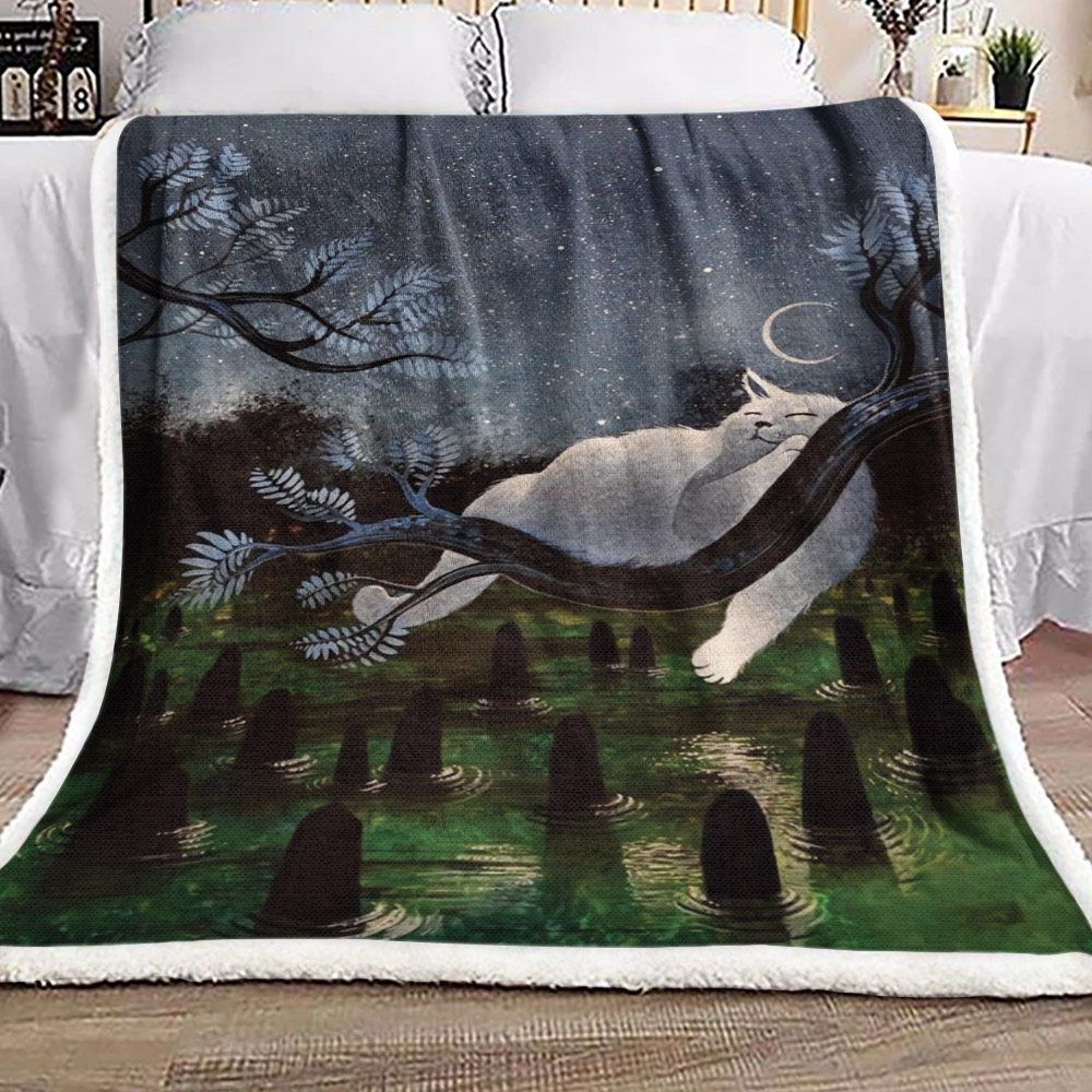 Cat Sherpa Fleece Blanket
