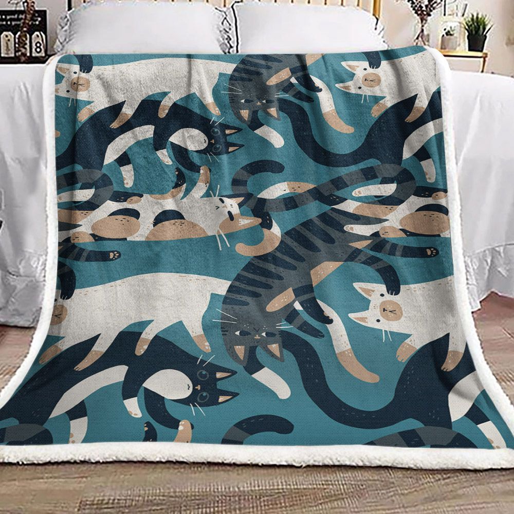 Cat Sherpa Fleece Blanket