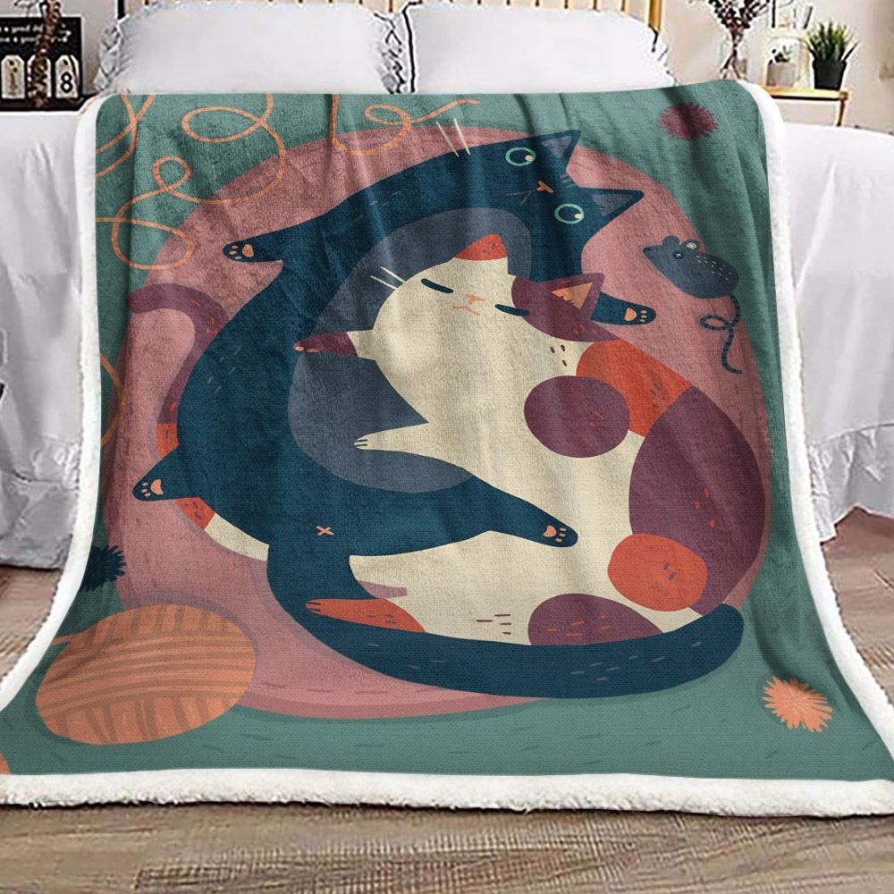 Cat Sherpa Fleece Blanket