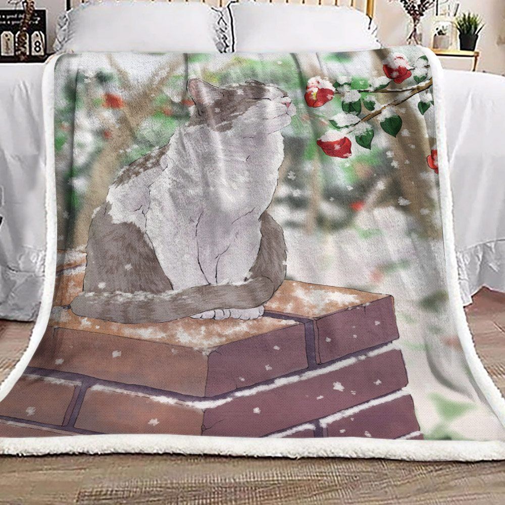 Cat Sherpa Fleece Blanket