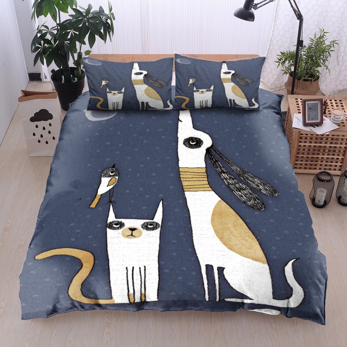 Cat Dog Bird Bedding Set