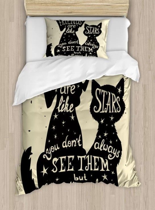 Cat Dog Silhouettes Bedding Set
