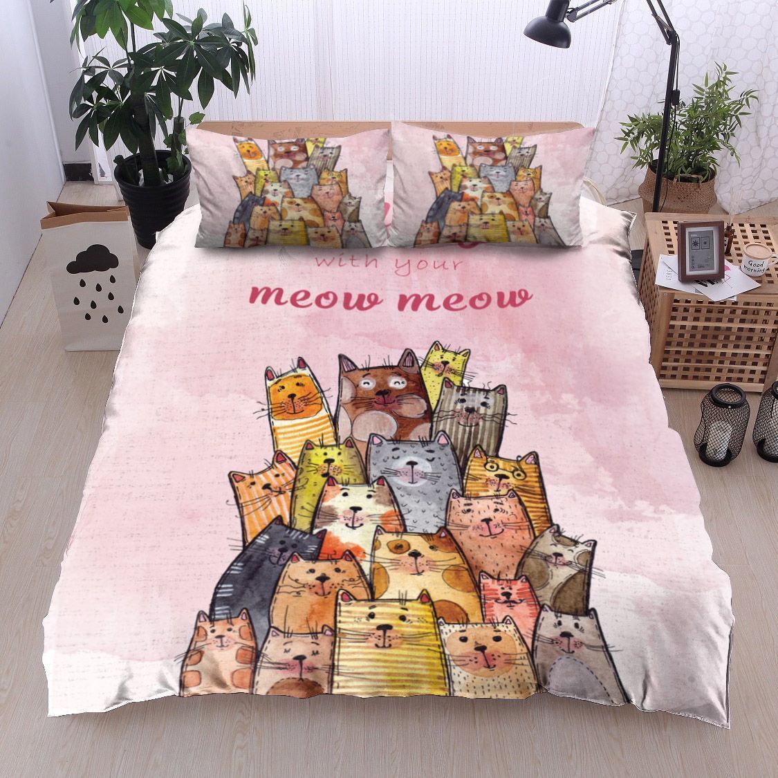 Cat Doodle Cute Bedding Set