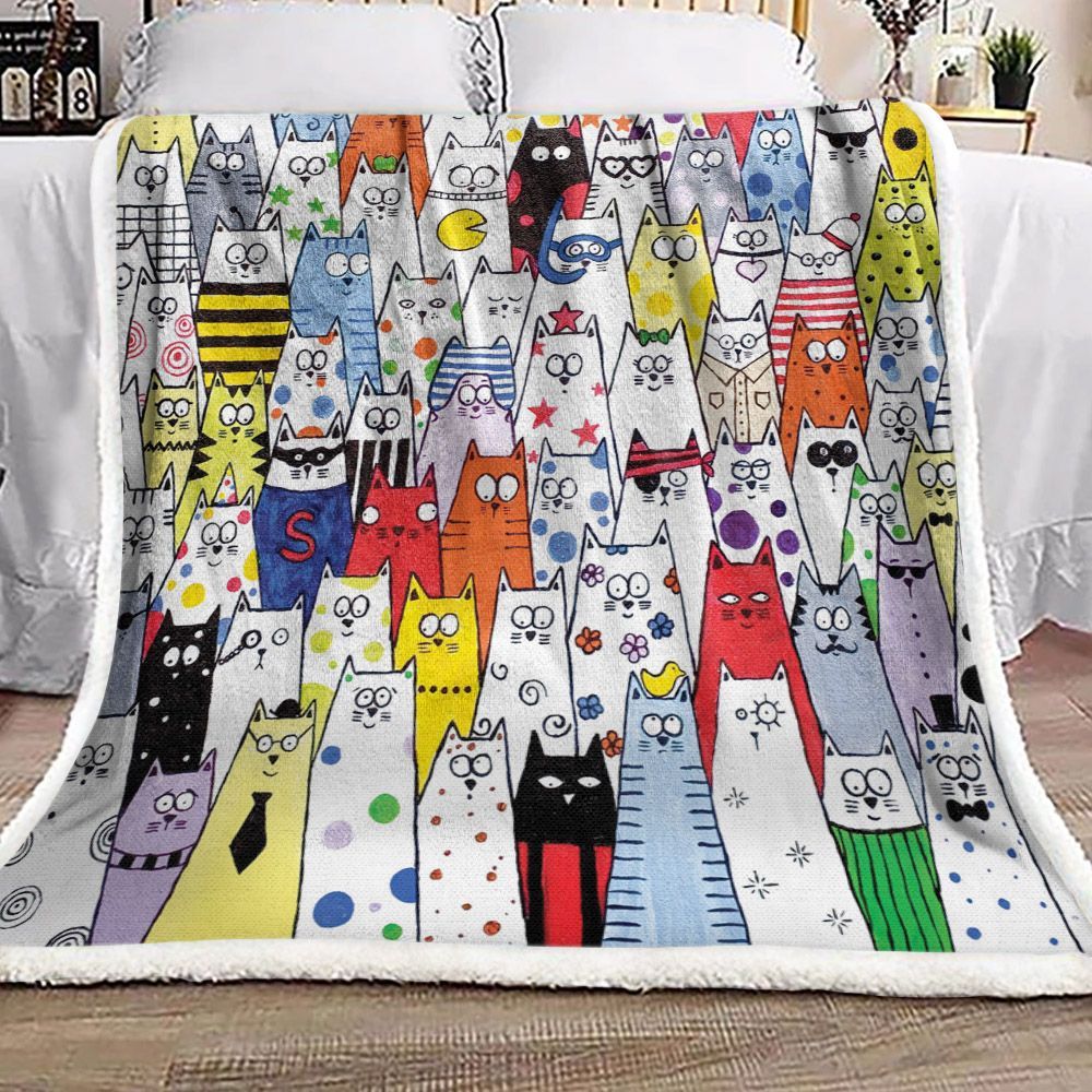 Cat Doodle Sherpa Fleece Blanket