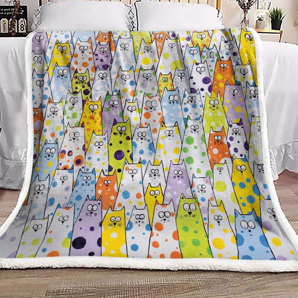 Cat Doodle Sherpa Fleece Blanket