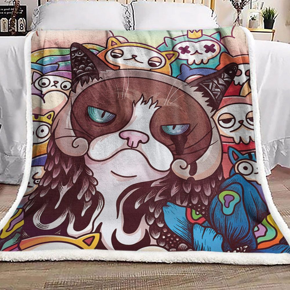 Cat Doodle Sherpa Fleece Blanket