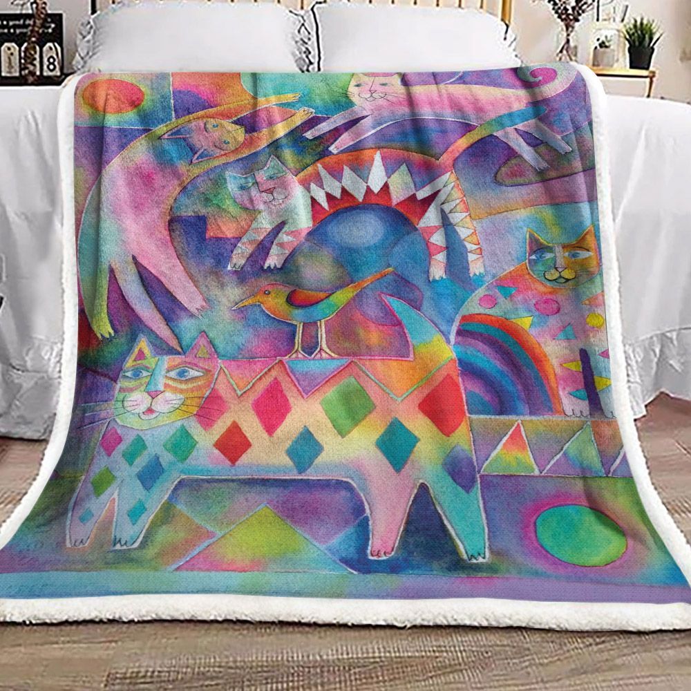 Cat Sherpa Fleece Blanket
