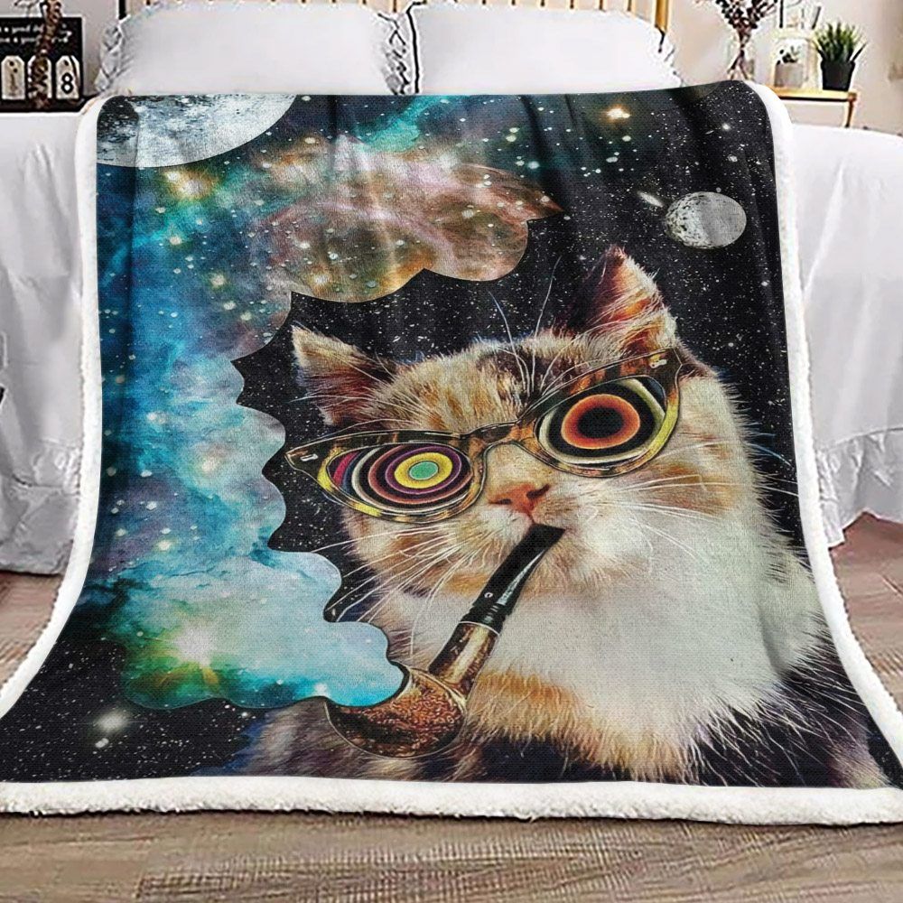 Cat Sherpa Fleece Blanket