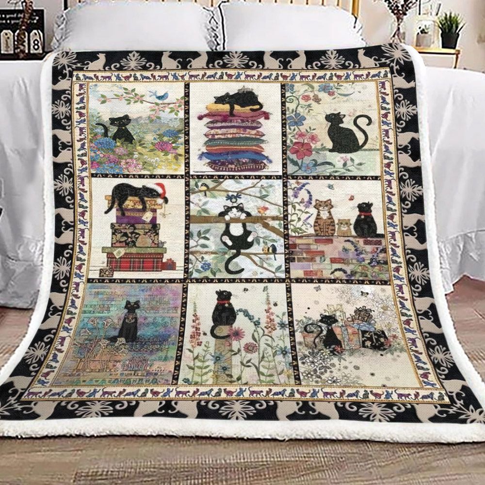 Cat Sherpa Fleece Blanket