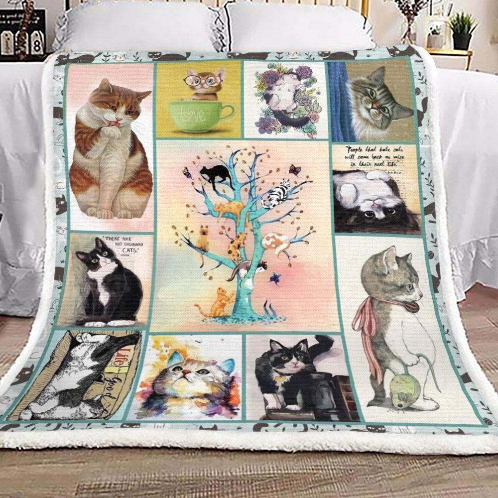 Cat Sherpa Fleece Blanket
