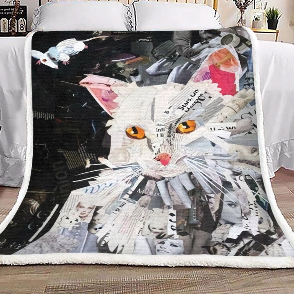 Cat Sherpa Fleece Blanket