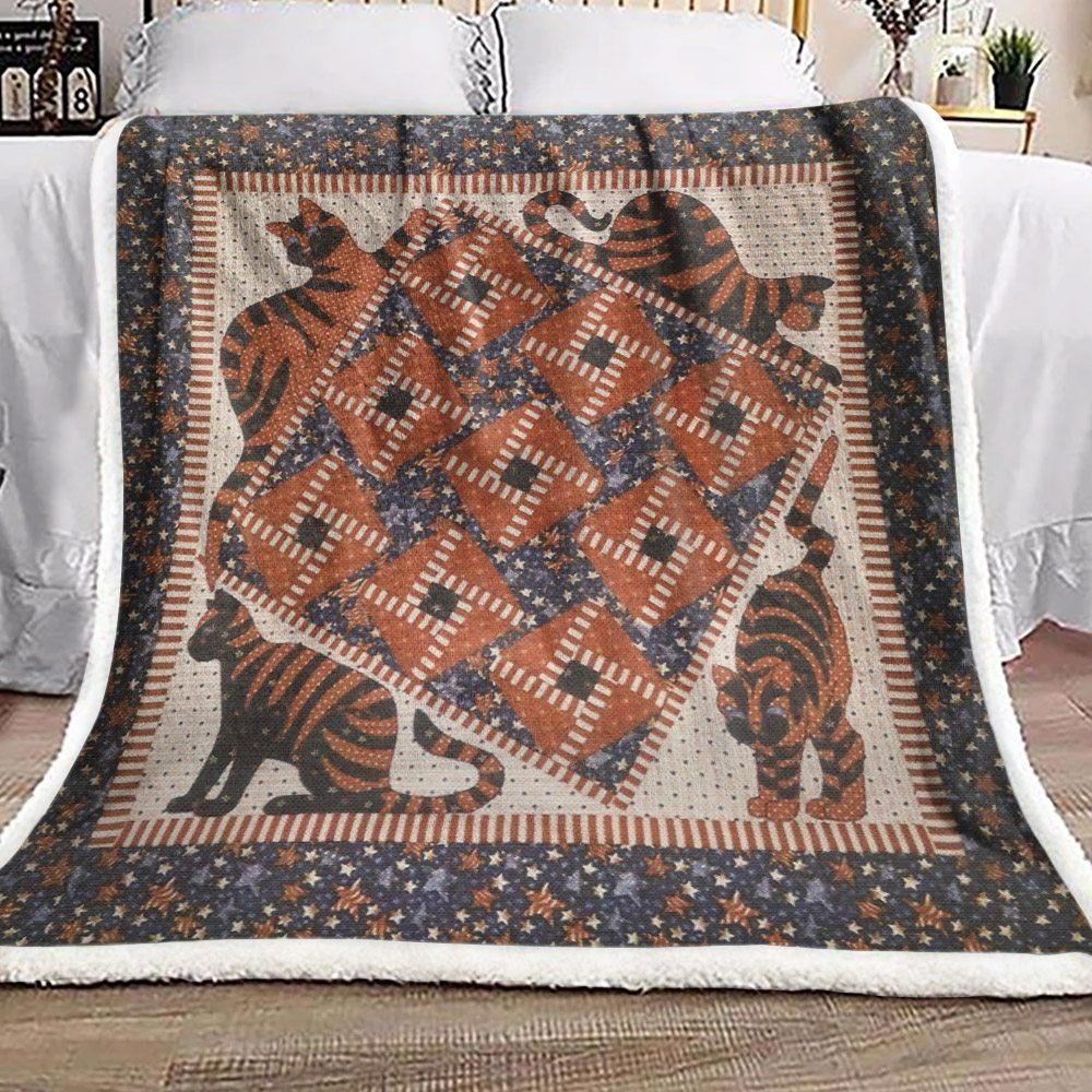 Cat Sherpa Fleece Blanket