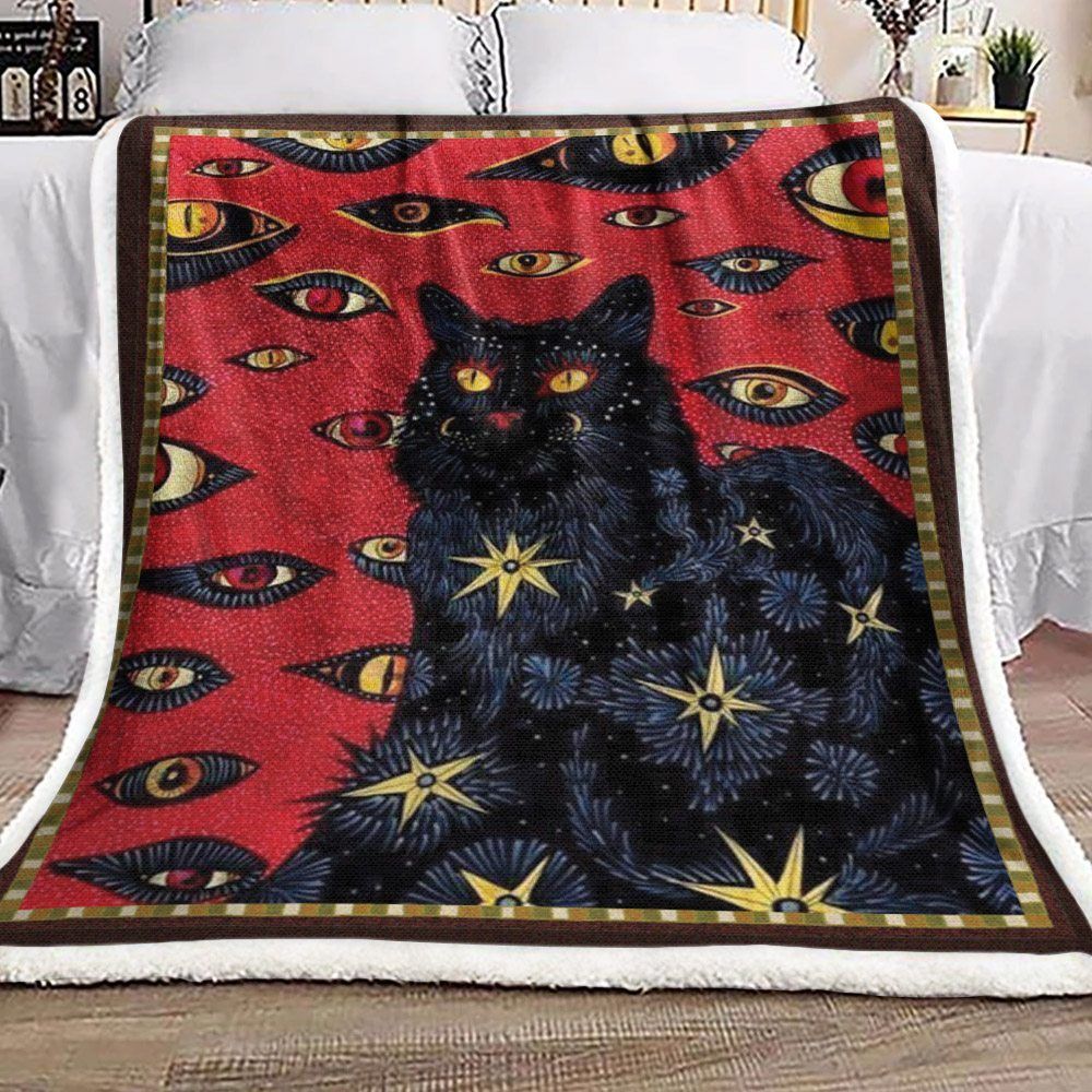 Cat Eye Sherpa Fleece Blanket