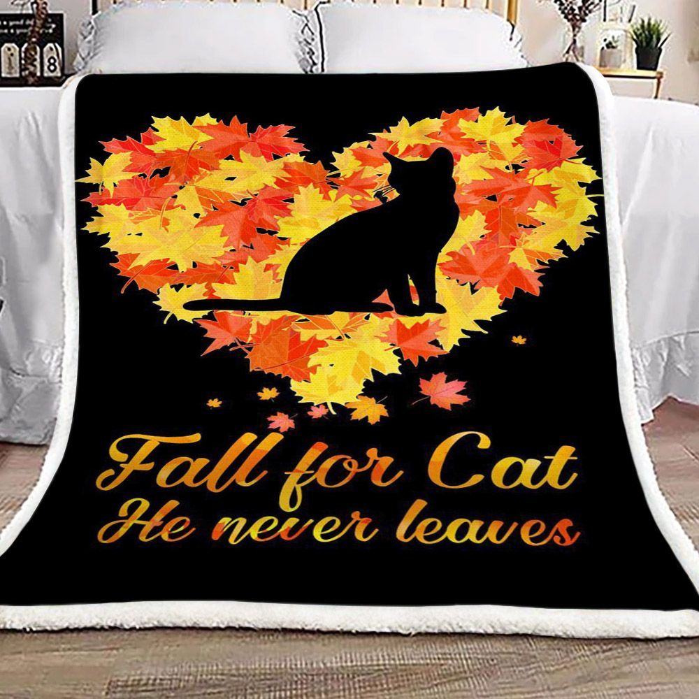 Cat Fall For Cat Sherpa Fleece Blanket