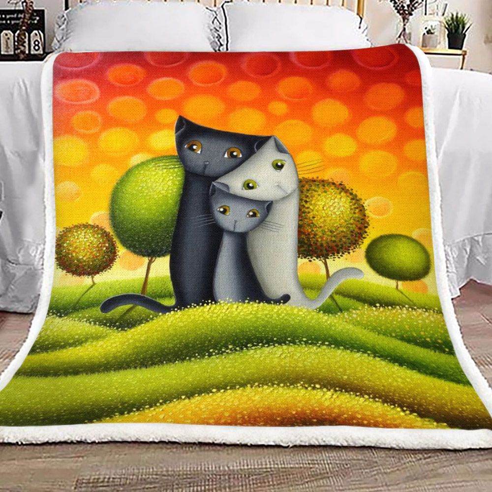 Cat Family Sherpa Fleece Blanket