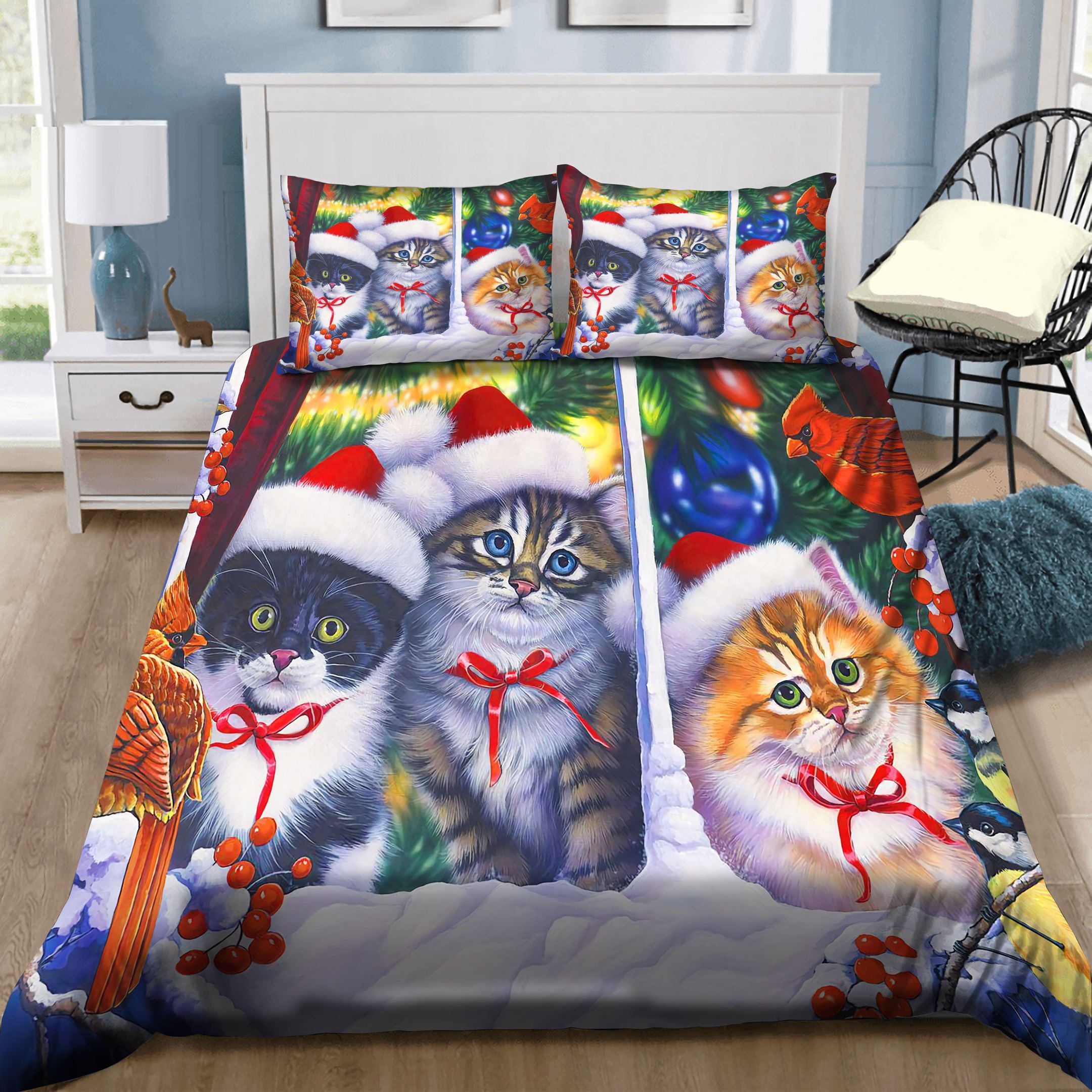 Cat Family Merry Christmas Bedding Set