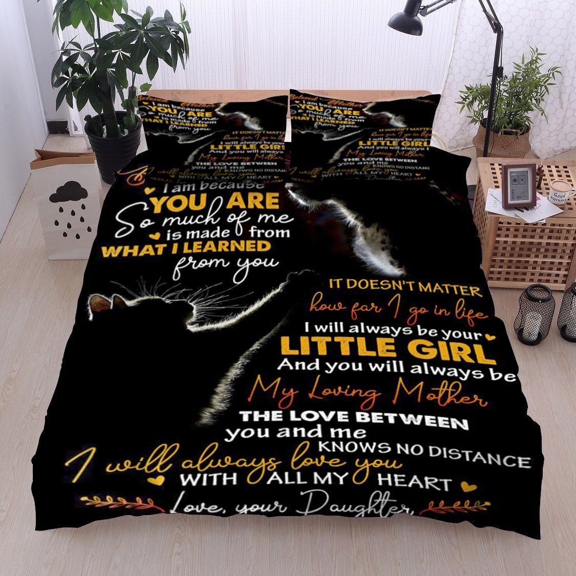 Cat Family To My Beloved Mother Love From Daughter Bedding Set