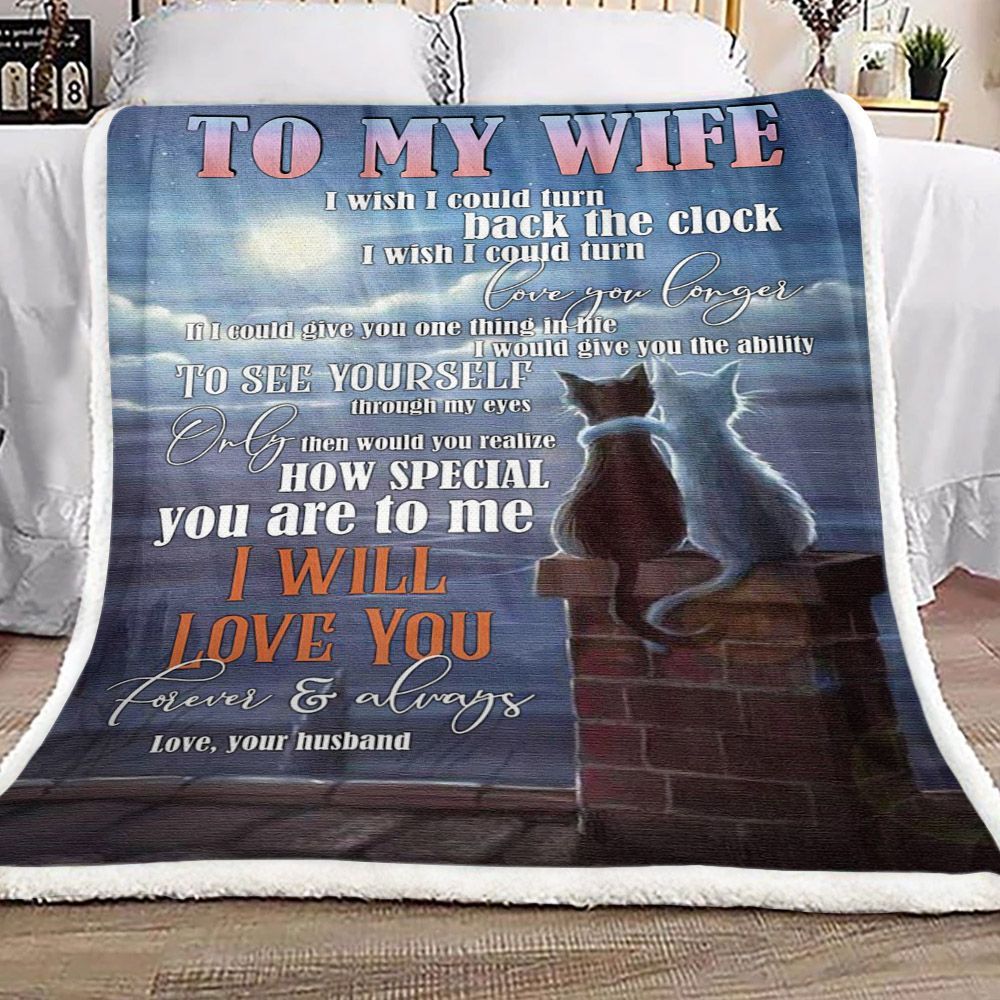 Cat Family To My Wife Sherpa Fleece Blanket