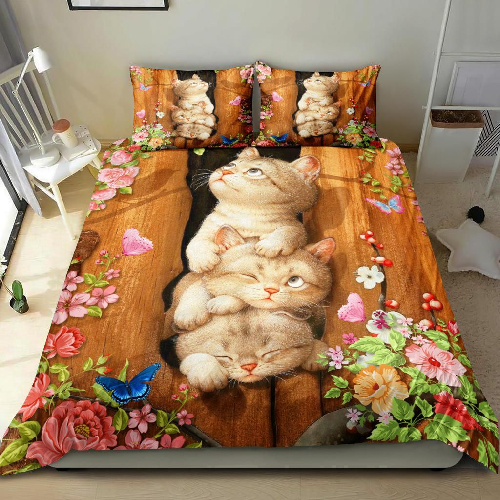 Cat Floral Love You Bedding Set