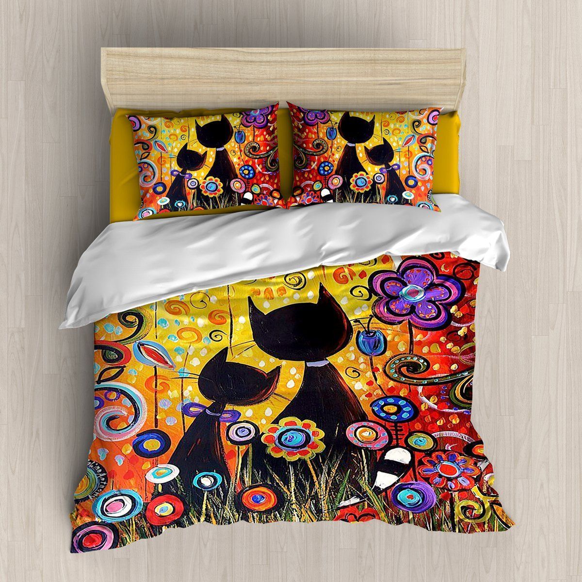 Cat Flower Bedding Set
