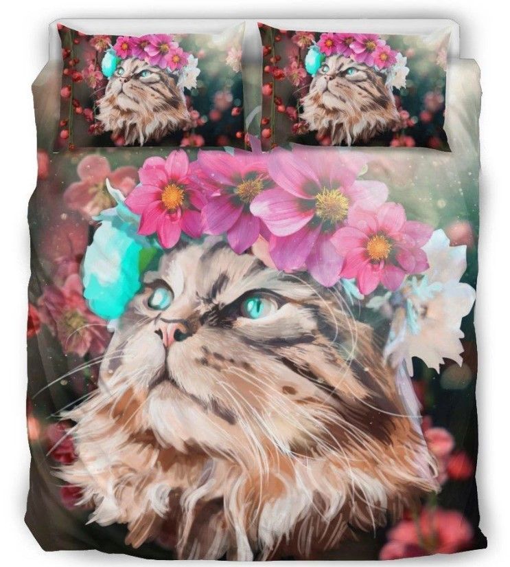 Cat Flower Bedding Set