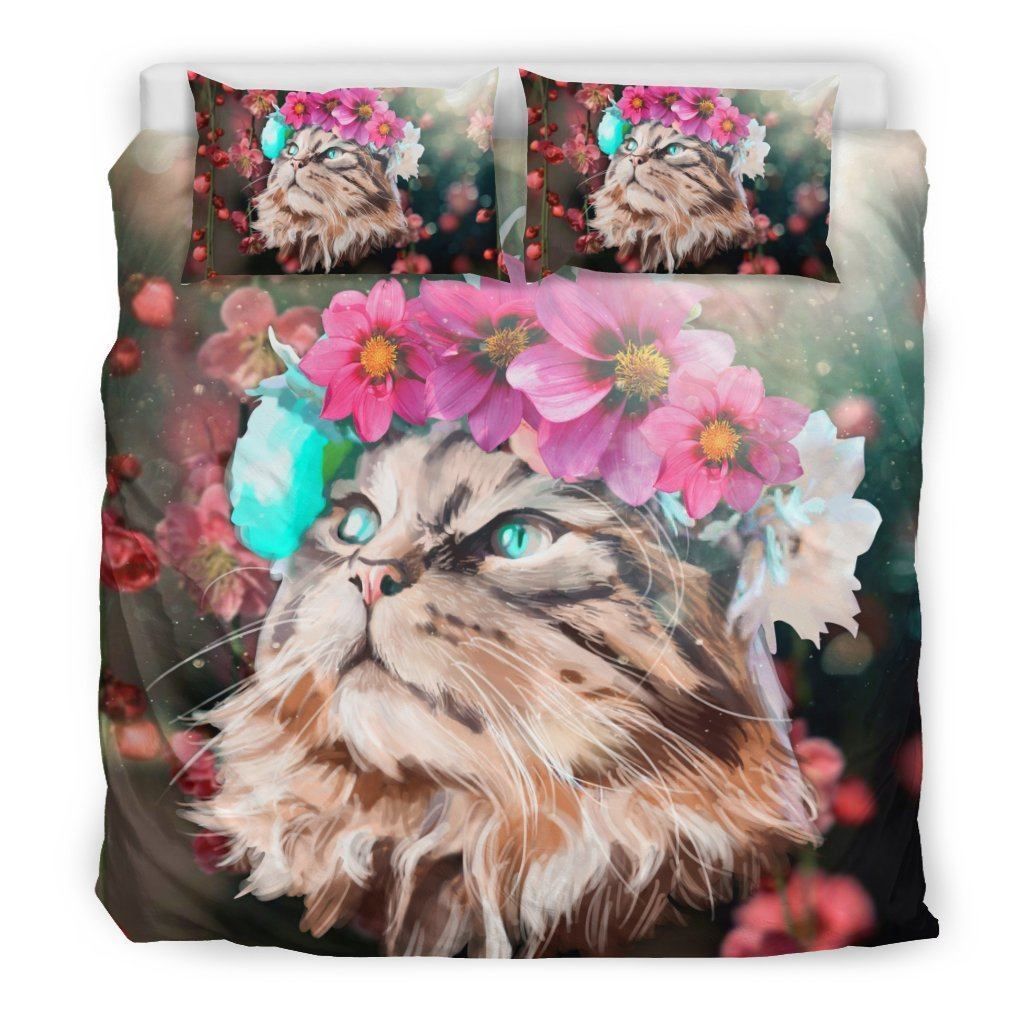 Cat Flower Bedding Set