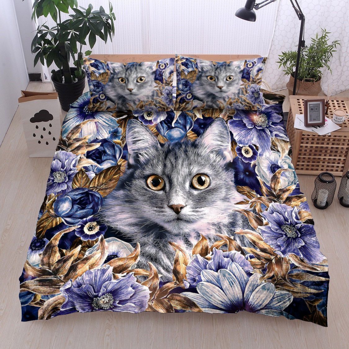 Cat Flower Bedding Set