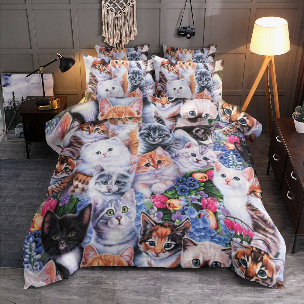 Cat Flower Bedding Set