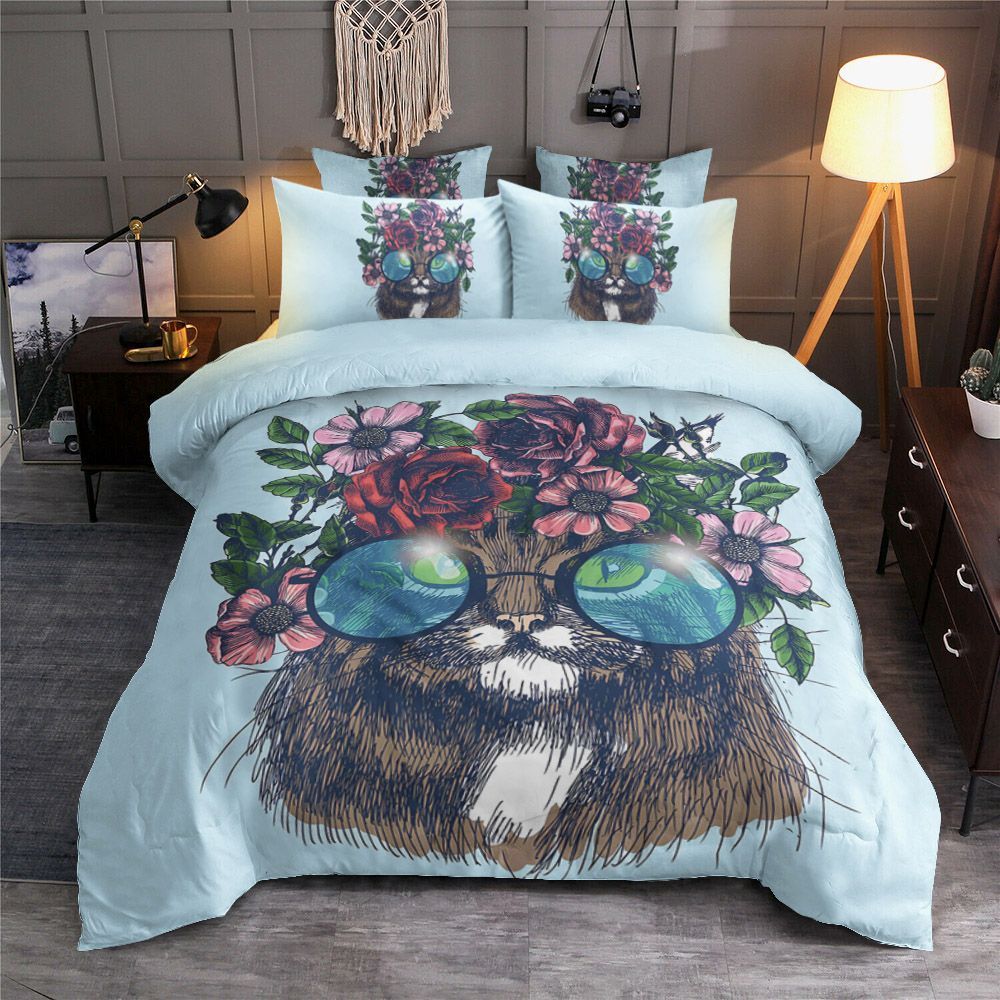 Cat Flower Bedding Set
