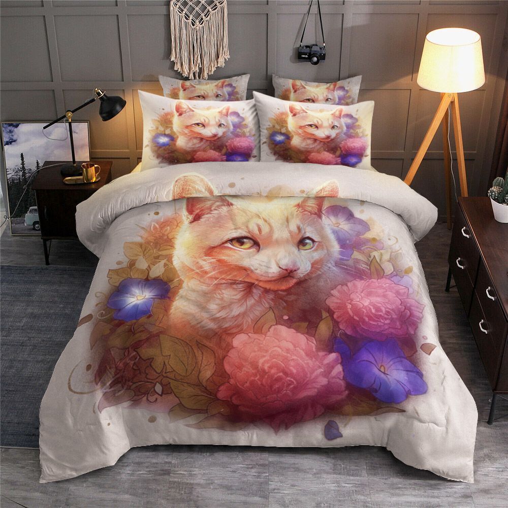 Cat Flower Bedding Set
