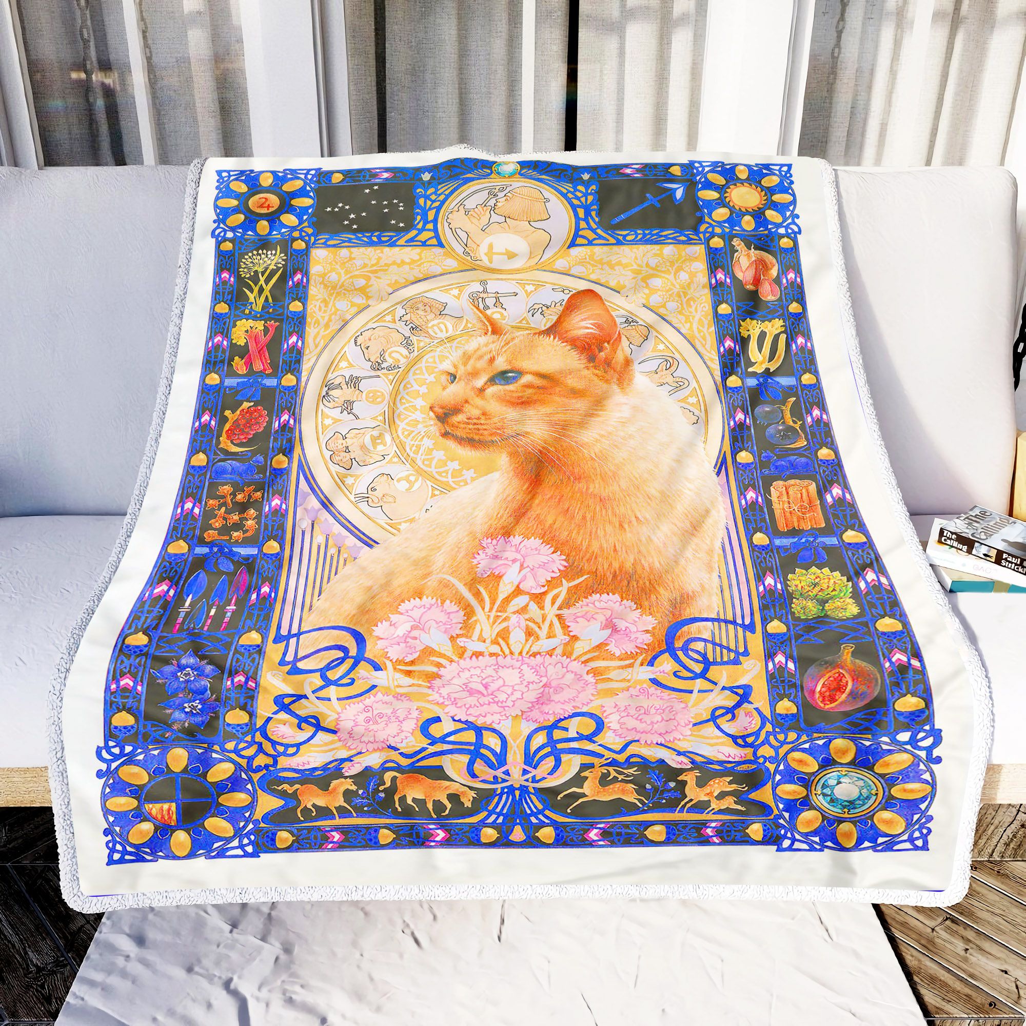 Cat Flowers Fleece Blanket