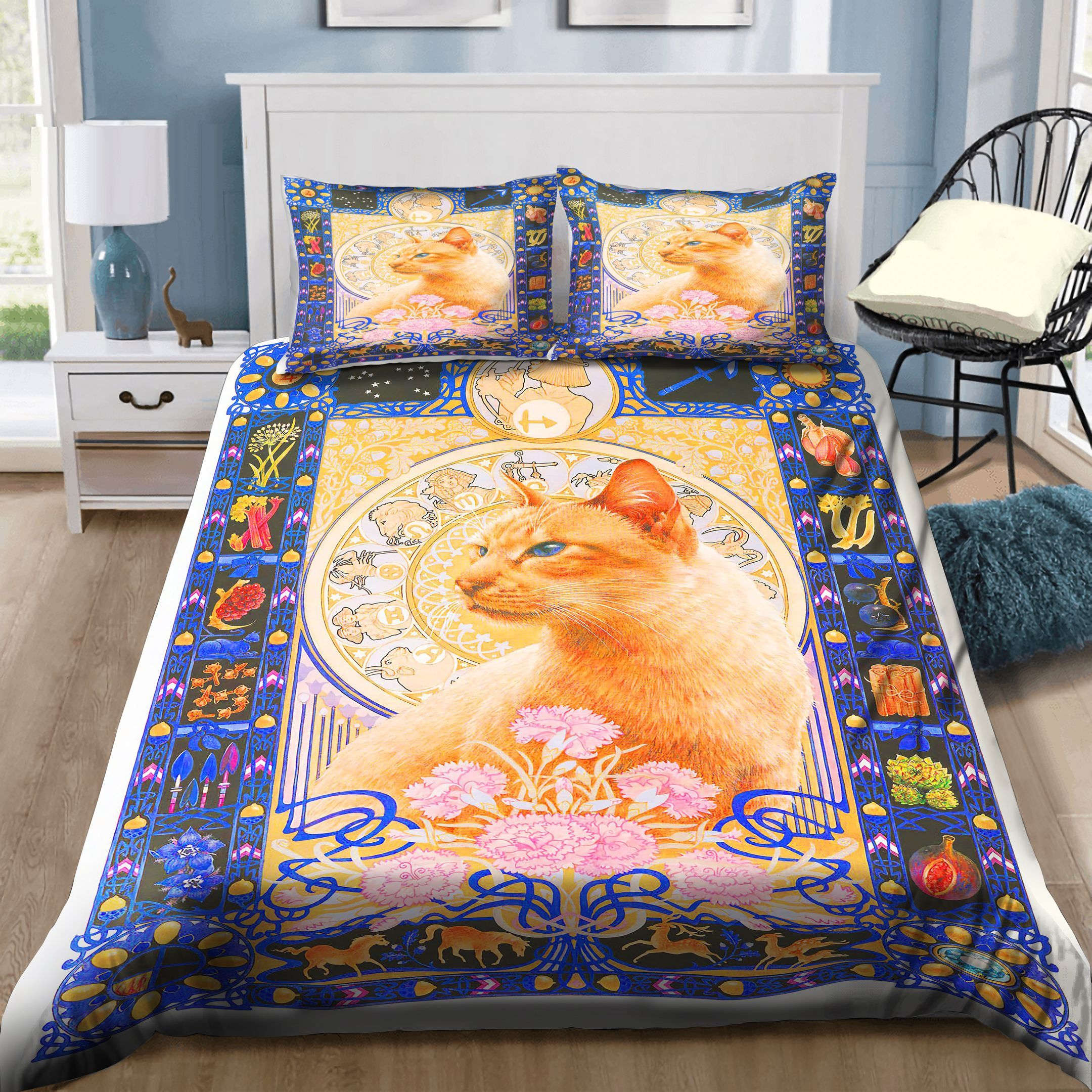 Cat Flowers Bedding Set