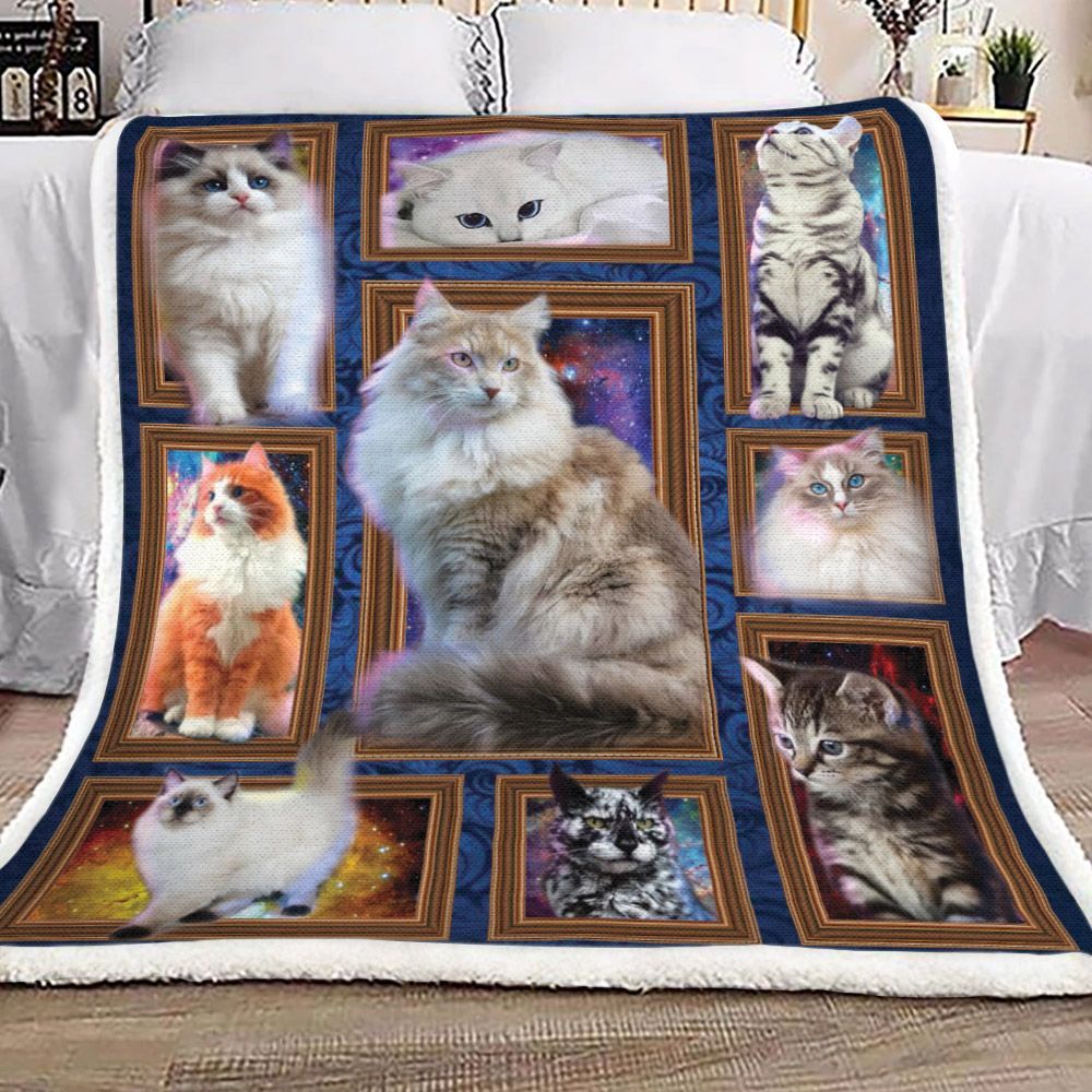 Cat Galaxy Sherpa Fleece Blanket