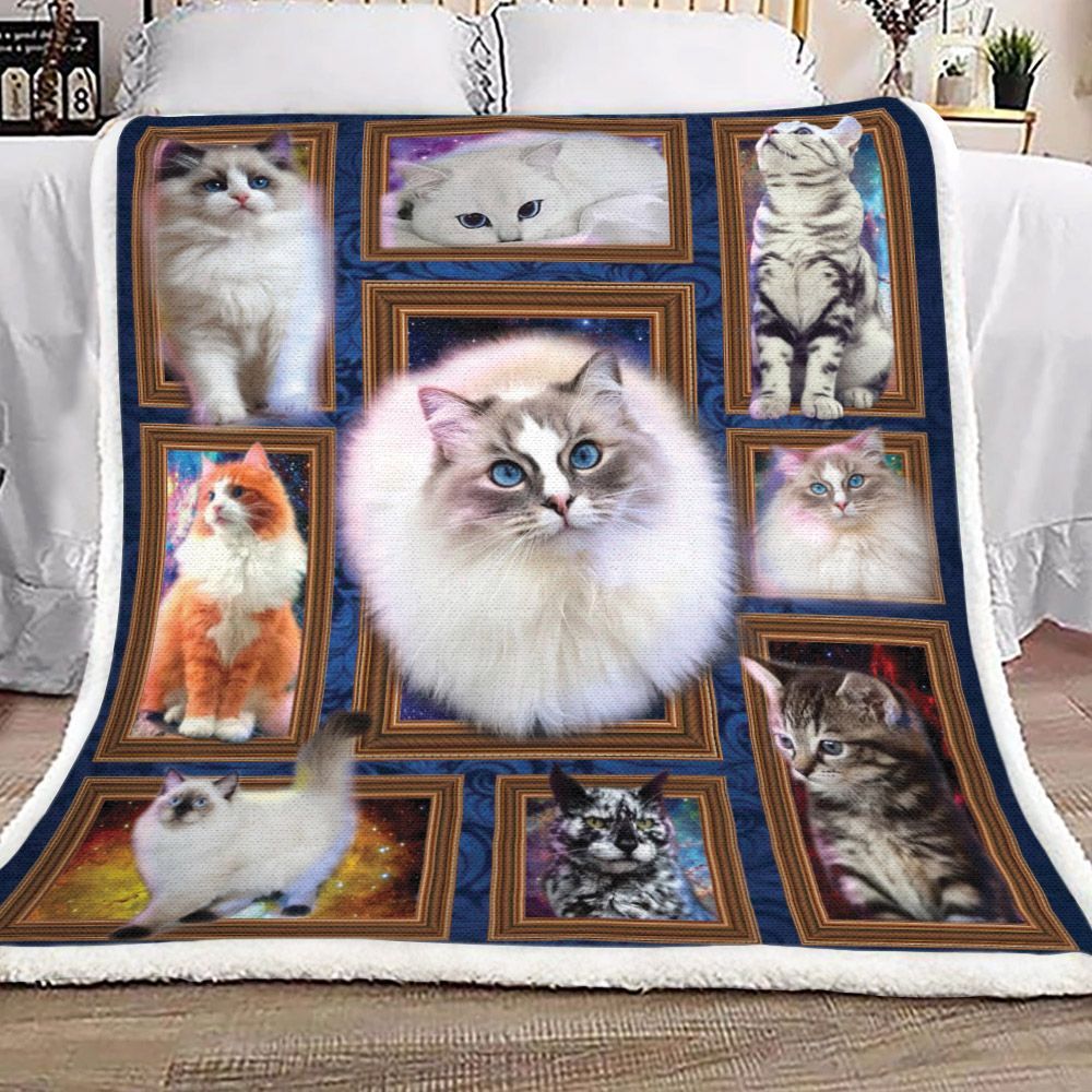 Cat Galaxy Sherpa Fleece Blanket