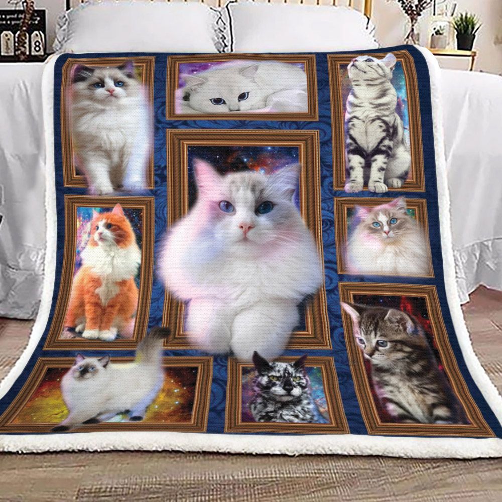 Cat Galaxy Sherpa Fleece Blanket