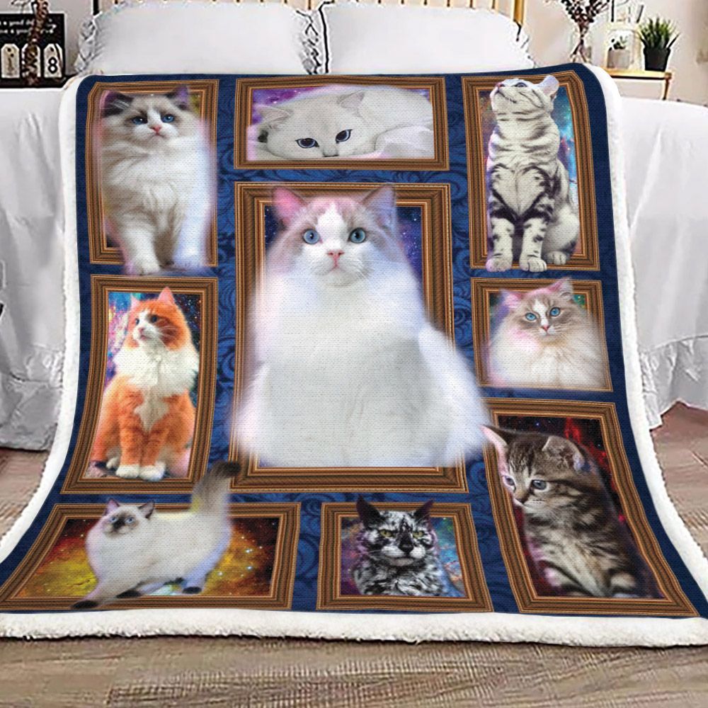 Cat Galaxy Sherpa Fleece Blanket