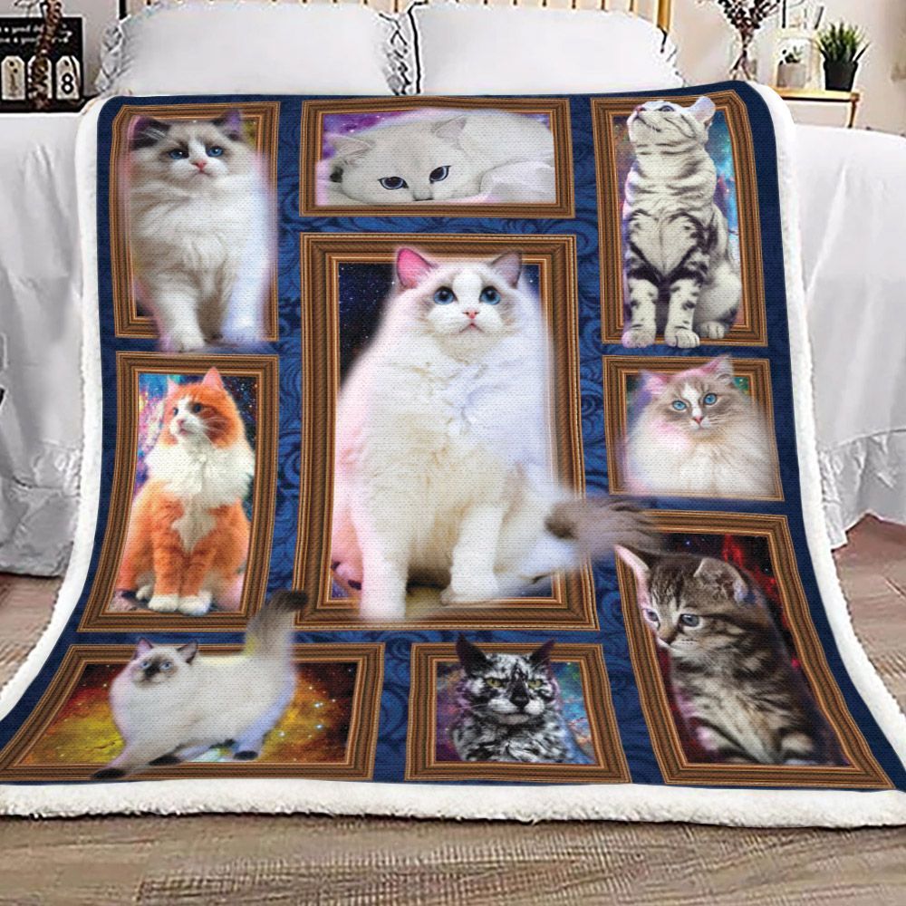 Cat Galaxy Sherpa Fleece Blanket
