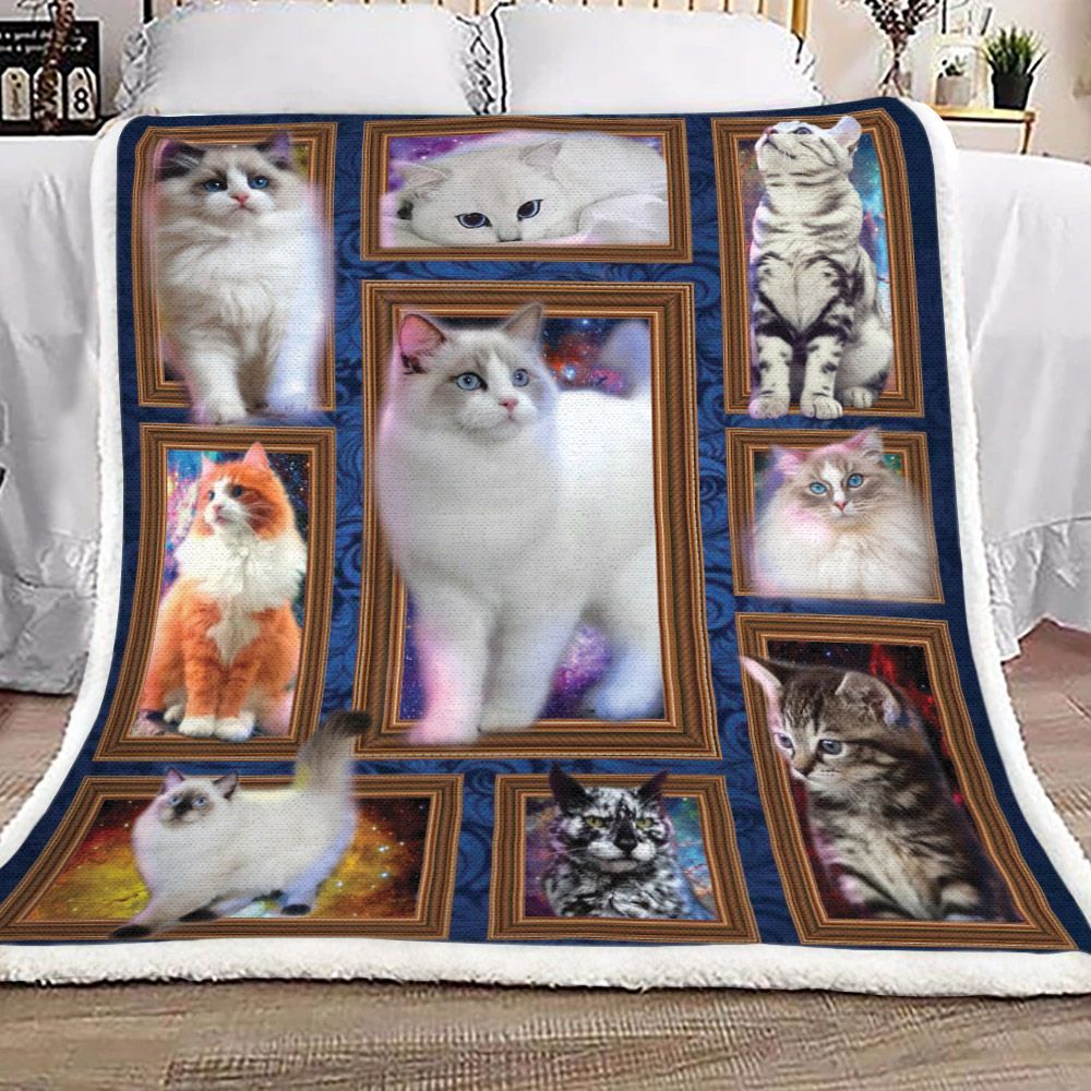 Cat Galaxy Sherpa Fleece Blanket