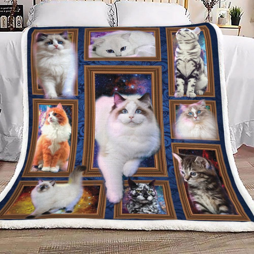 Cat Galaxy Sherpa Fleece Blanket