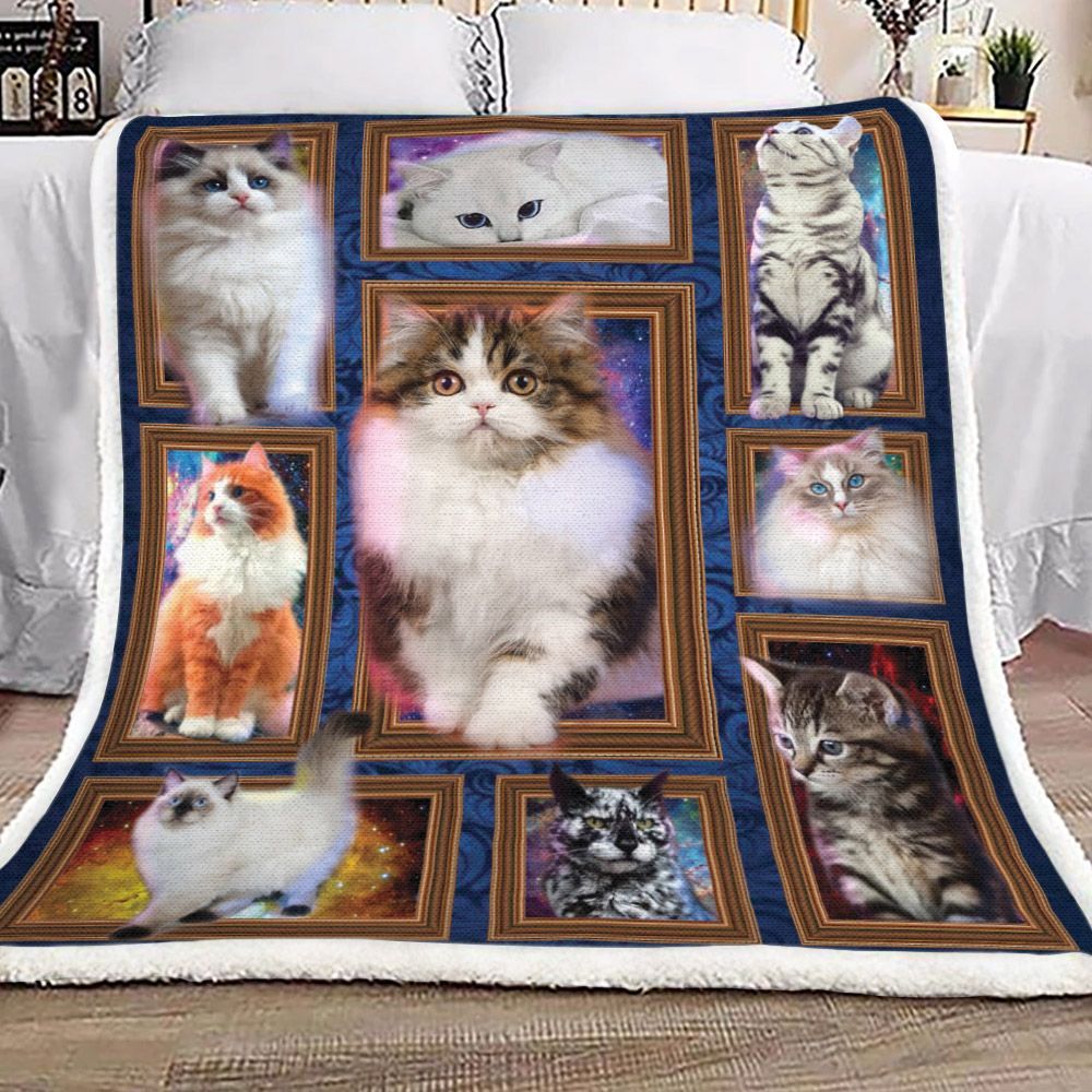 Cat Galaxy Sherpa Fleece Blanket