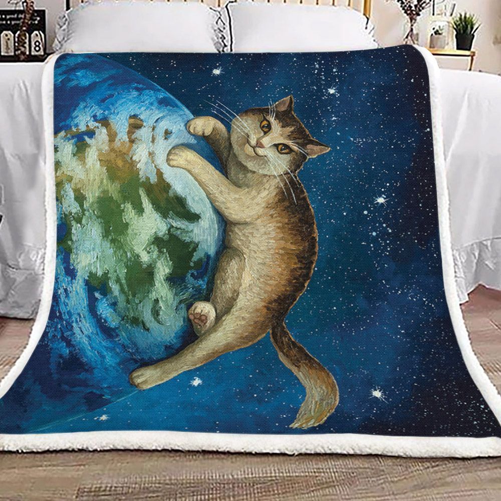 Cat Galaxy Sherpa Fleece Blanket