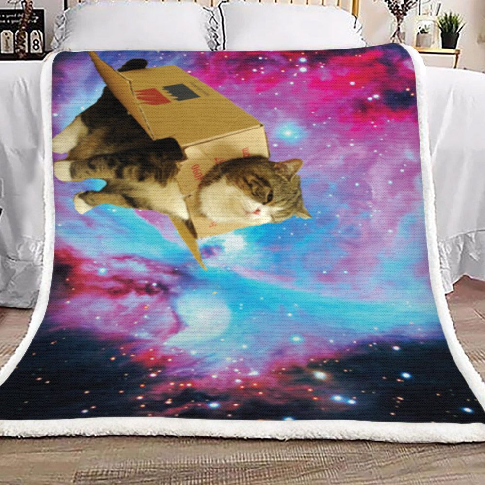 Cat Galaxy Sherpa Fleece Blanket
