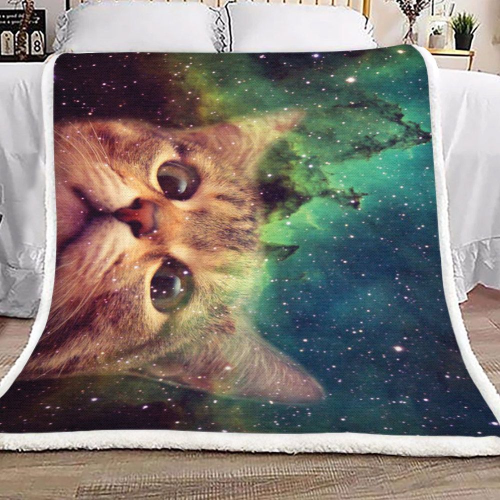 Cat Galaxy Sherpa Fleece Blanket