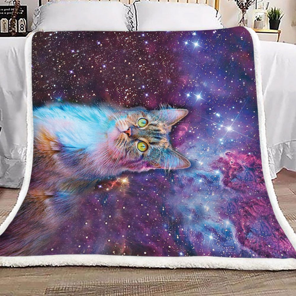Cat Galaxy Sherpa Fleece Blanket