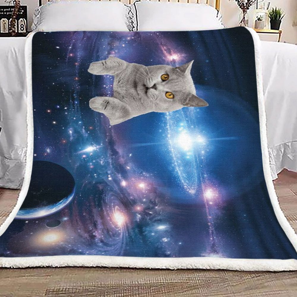 Cat Galaxy Sherpa Fleece Blanket