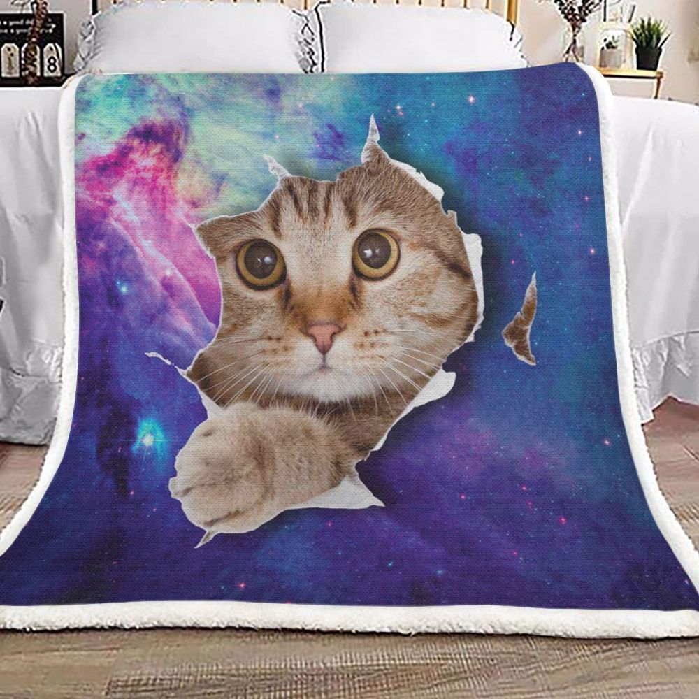 Cat Galaxy Sherpa Fleece Blanket