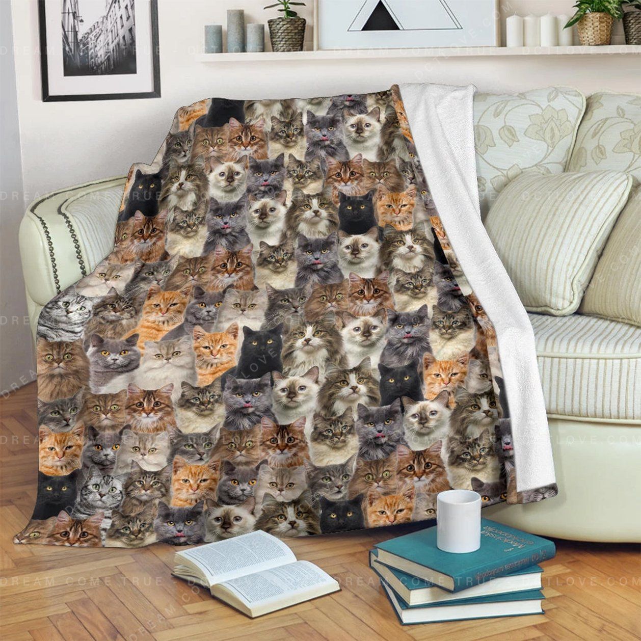 Cat Sherpa Fleece Blanket