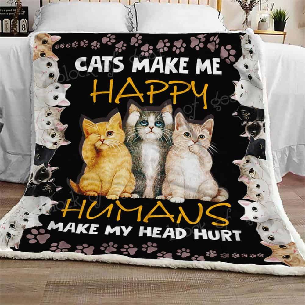 Cat Sherpa Fleece Blanket