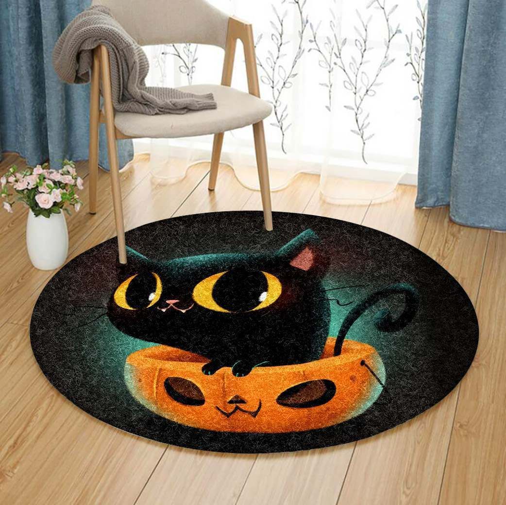 Cat Halloween Painting Round Carpet