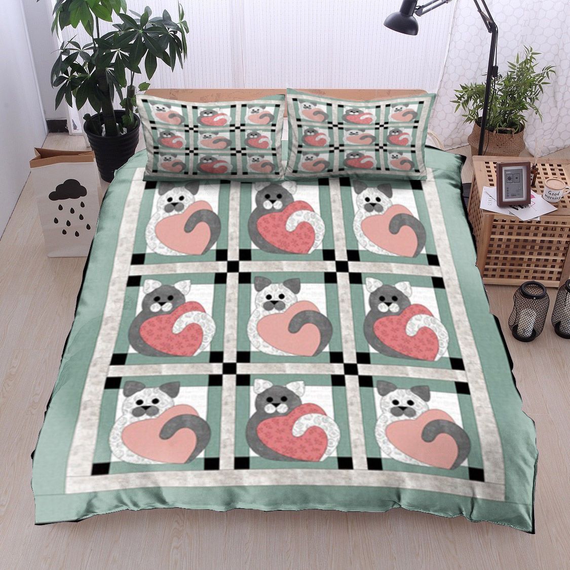 Cat Heart Bedding Set